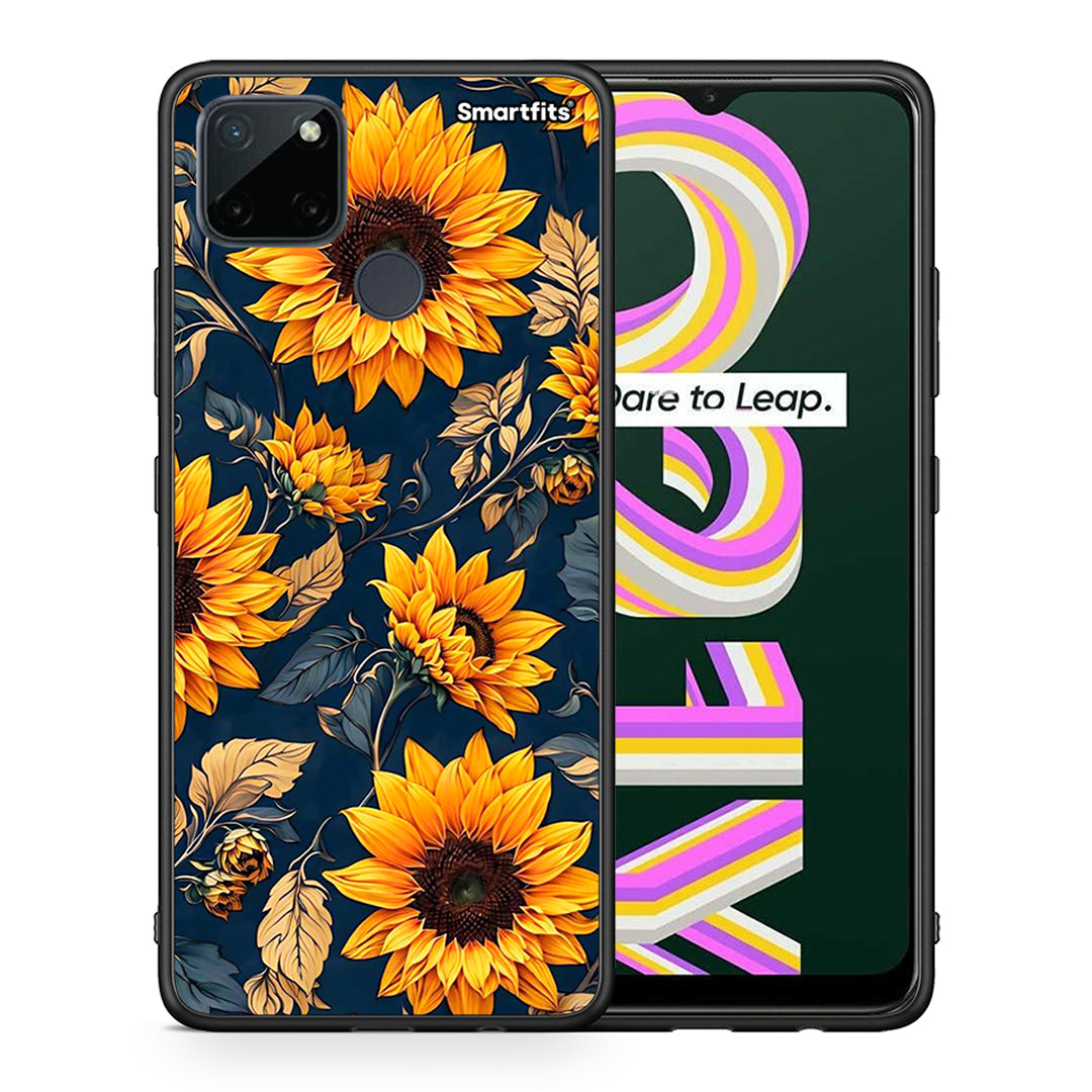 Θήκη Realme C21Y / C25Y / 7i (Global) Autumn Sunflowers από τη Smartfits με σχέδιο στο πίσω μέρος και μαύρο περίβλημα | Realme C21Y / C25Y / 7i (Global) Autumn Sunflowers case with colorful back and black bezels