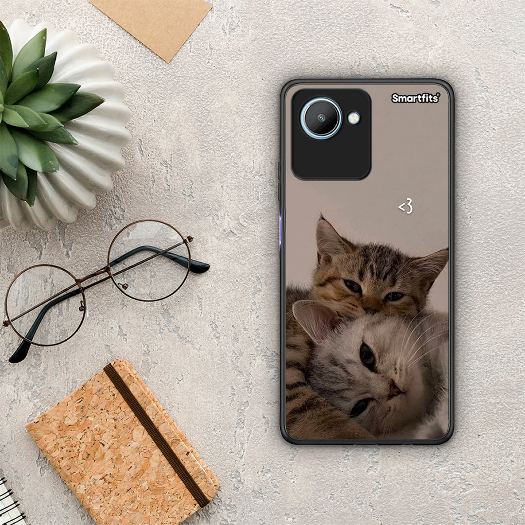 Θήκη Realme C30 Cats In Love από τη Smartfits με σχέδιο στο πίσω μέρος και μαύρο περίβλημα | Realme C30 Cats In Love Case with Colorful Back and Black Bezels