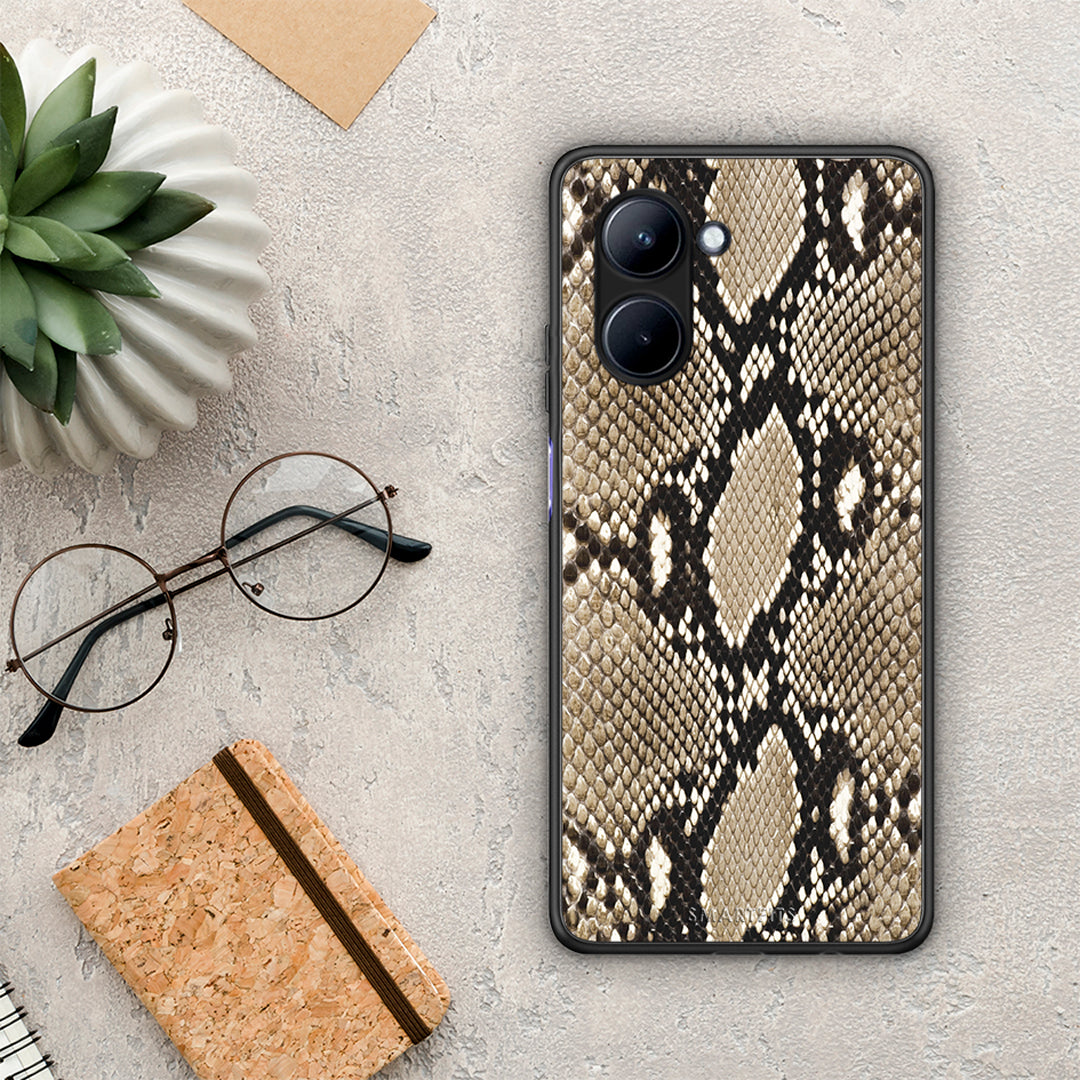 Θήκη Realme C33 Animal Fashion Snake από τη Smartfits με σχέδιο στο πίσω μέρος και μαύρο περίβλημα | Realme C33 Animal Fashion Snake Case with Colorful Back and Black Bezels