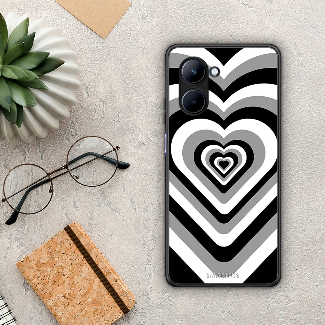 Θήκη Realme C33 Black Hearts από τη Smartfits με σχέδιο στο πίσω μέρος και μαύρο περίβλημα | Realme C33 Black Hearts Case with Colorful Back and Black Bezels