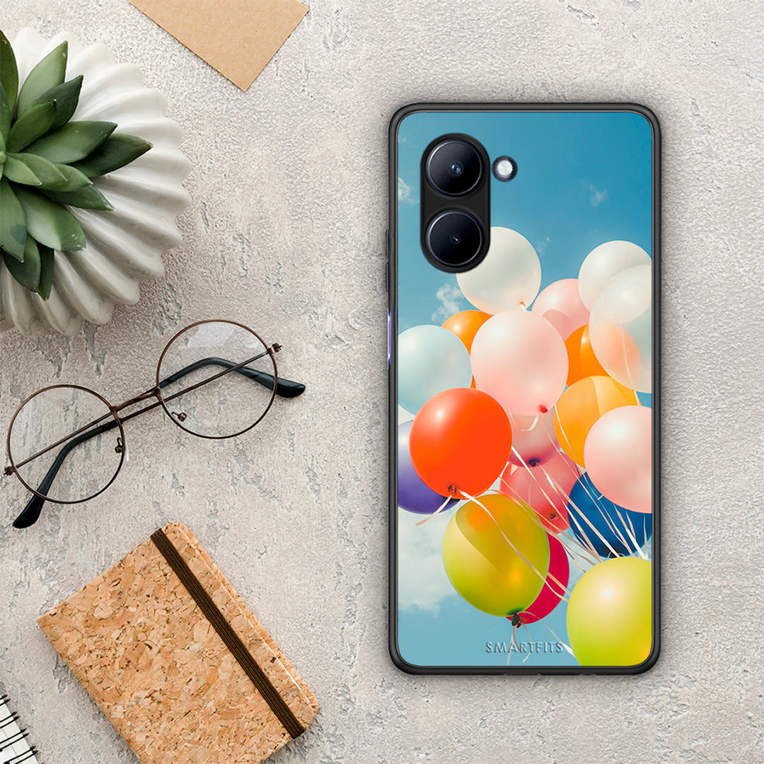 Θήκη Realme C33 Colorful Balloons από τη Smartfits με σχέδιο στο πίσω μέρος και μαύρο περίβλημα | Realme C33 Colorful Balloons Case with Colorful Back and Black Bezels