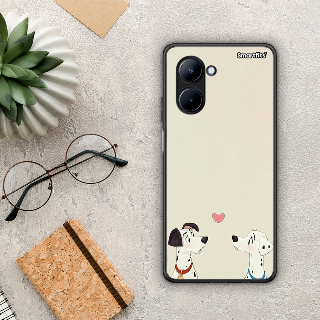 Θήκη Realme C33 Dalmatians Love από τη Smartfits με σχέδιο στο πίσω μέρος και μαύρο περίβλημα | Realme C33 Dalmatians Love Case with Colorful Back and Black Bezels