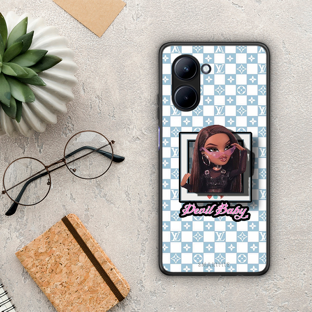 Θήκη Realme C33 Devil Baby από τη Smartfits με σχέδιο στο πίσω μέρος και μαύρο περίβλημα | Realme C33 Devil Baby Case with Colorful Back and Black Bezels