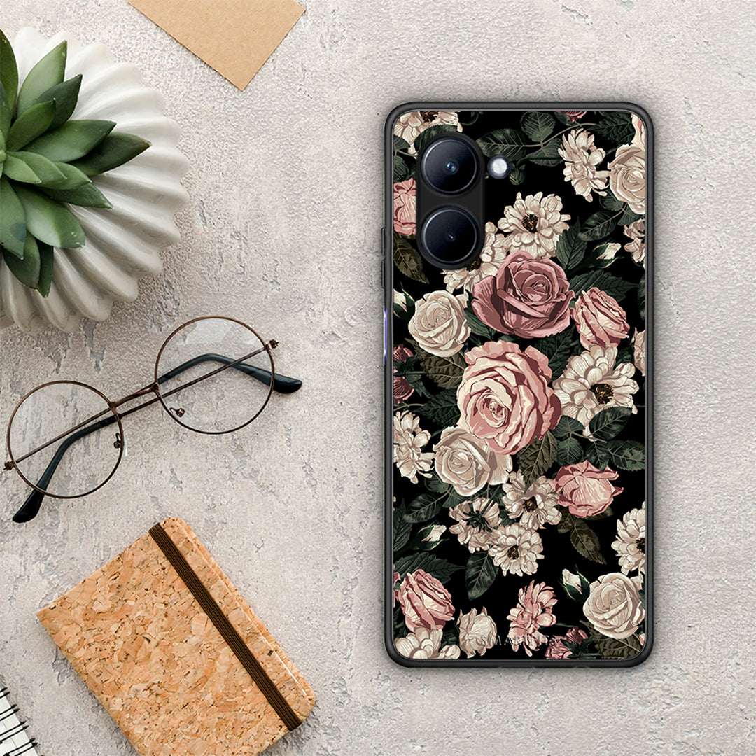 Θήκη Realme C33 Flower Wild Roses από τη Smartfits με σχέδιο στο πίσω μέρος και μαύρο περίβλημα | Realme C33 Flower Wild Roses Case with Colorful Back and Black Bezels