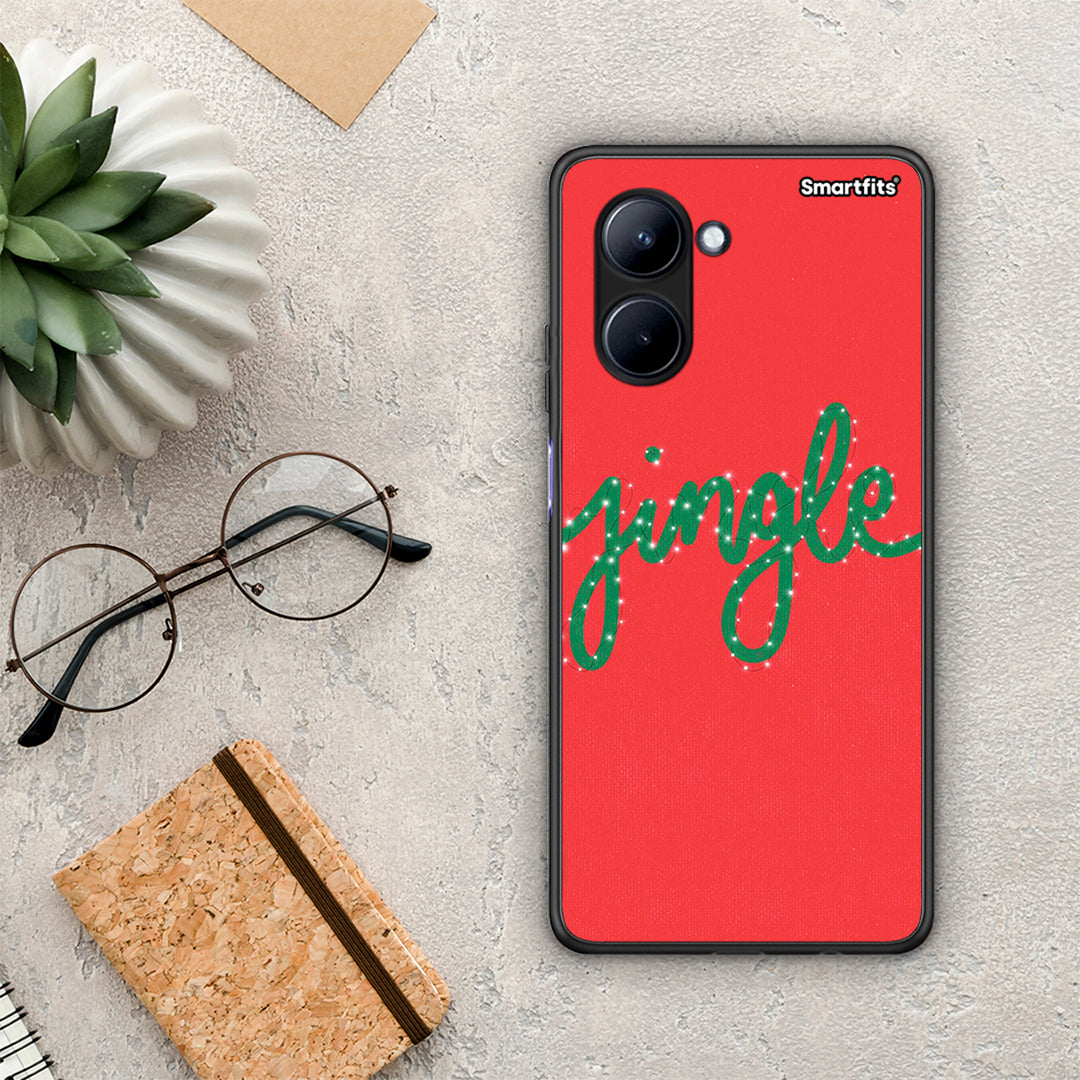 Θήκη Realme C33 Jingle Xmas από τη Smartfits με σχέδιο στο πίσω μέρος και μαύρο περίβλημα | Realme C33 Jingle Xmas Case with Colorful Back and Black Bezels