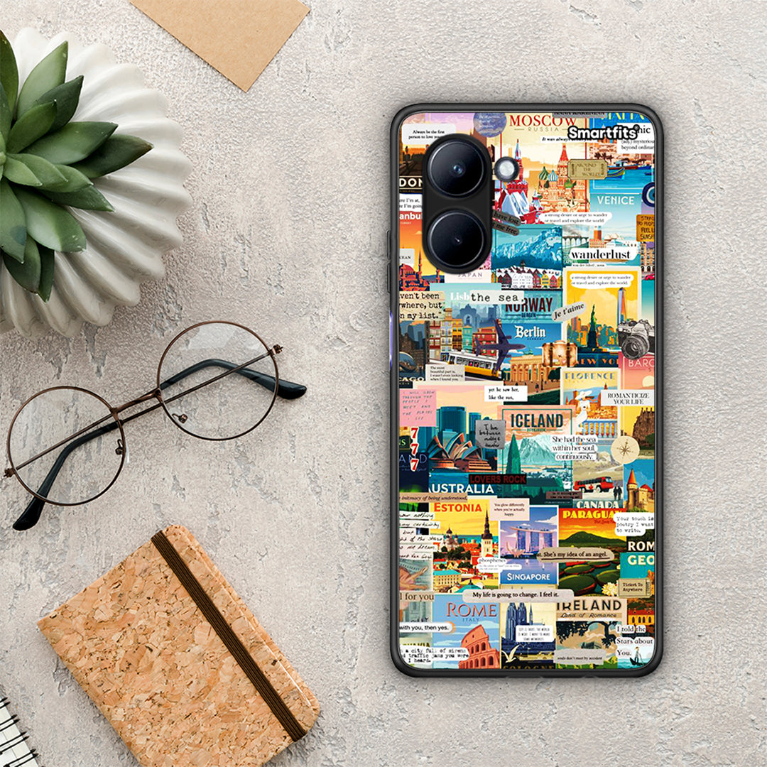 Θήκη Realme C33 Live To Travel από τη Smartfits με σχέδιο στο πίσω μέρος και μαύρο περίβλημα | Realme C33 Live To Travel Case with Colorful Back and Black Bezels