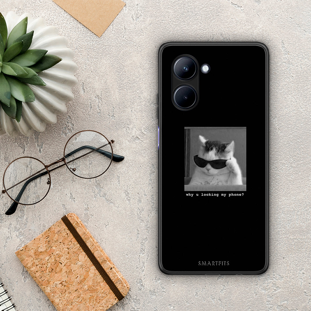 Θήκη Realme C33 Meme Cat από τη Smartfits με σχέδιο στο πίσω μέρος και μαύρο περίβλημα | Realme C33 Meme Cat Case with Colorful Back and Black Bezels