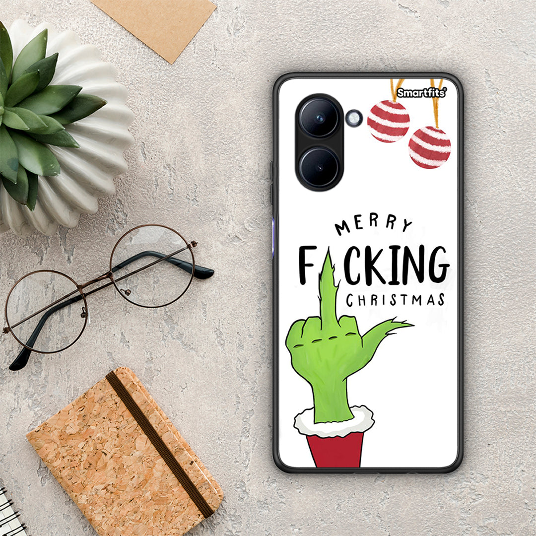 Θήκη Realme C33 Merry F Xmas από τη Smartfits με σχέδιο στο πίσω μέρος και μαύρο περίβλημα | Realme C33 Merry F Xmas Case with Colorful Back and Black Bezels