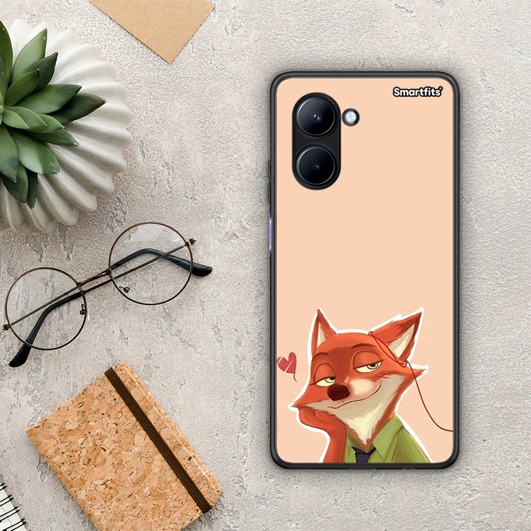 Θήκη Realme C33 Nick Wilde And Judy Hopps Love 1 από τη Smartfits με σχέδιο στο πίσω μέρος και μαύρο περίβλημα | Realme C33 Nick Wilde And Judy Hopps Love 1 Case with Colorful Back and Black Bezels