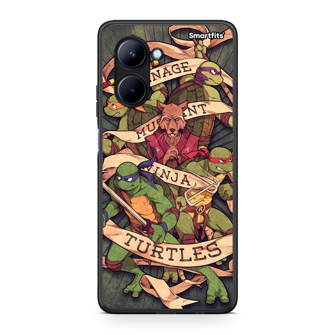Θήκη Realme C33 Ninja Turtles από τη Smartfits με σχέδιο στο πίσω μέρος και μαύρο περίβλημα | Realme C33 Ninja Turtles Case with Colorful Back and Black Bezels