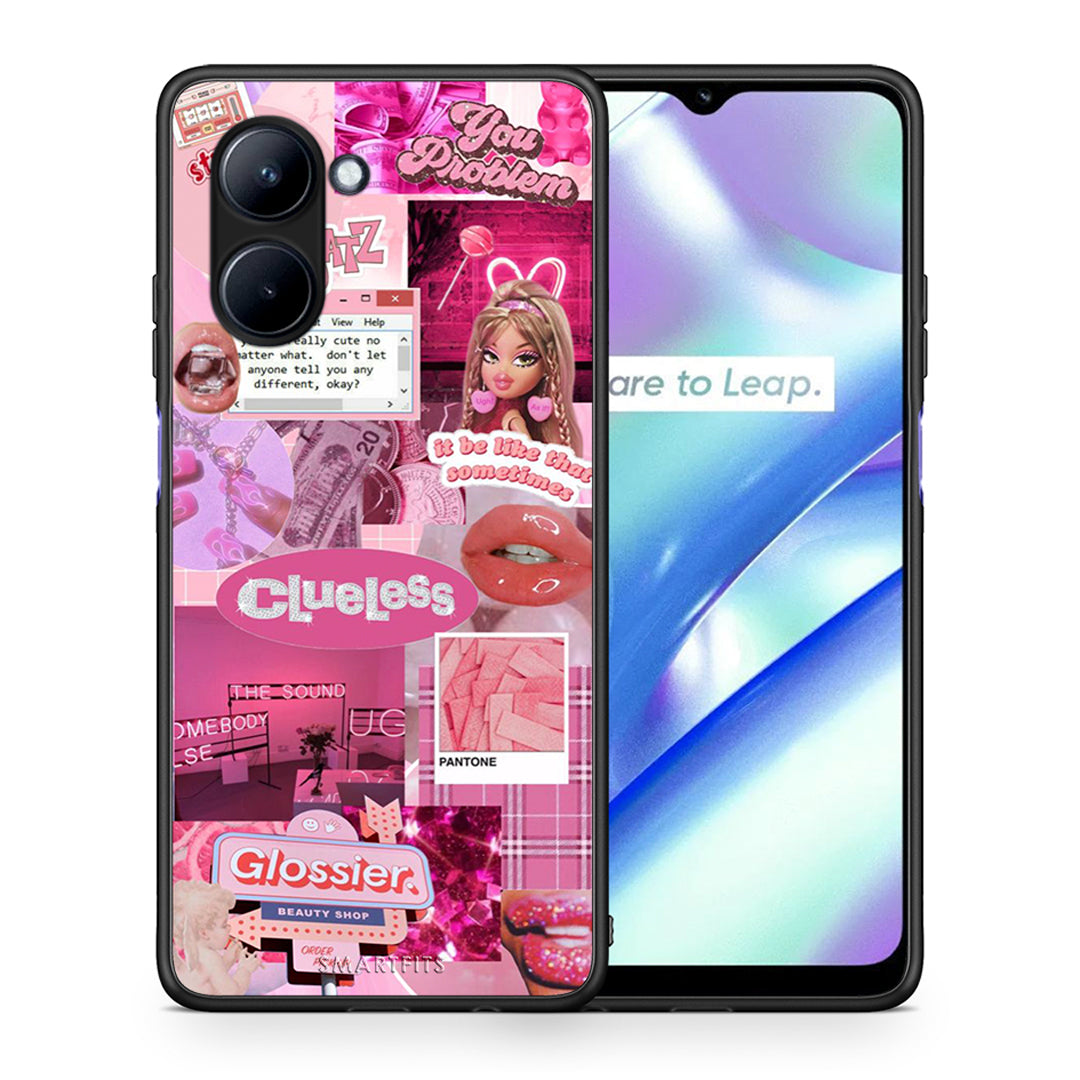 Θήκη Realme C33 Pink Love από τη Smartfits με σχέδιο στο πίσω μέρος και μαύρο περίβλημα | Realme C33 Pink Love Case with Colorful Back and Black Bezels