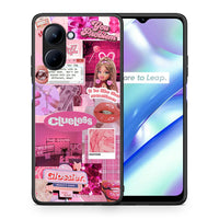 Thumbnail for Θήκη Realme C33 Pink Love από τη Smartfits με σχέδιο στο πίσω μέρος και μαύρο περίβλημα | Realme C33 Pink Love Case with Colorful Back and Black Bezels