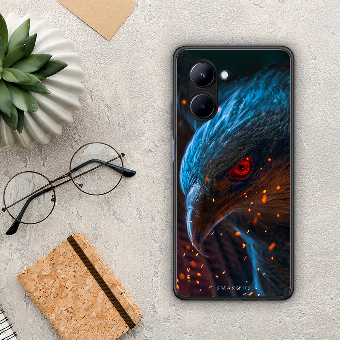 Θήκη Realme C33 PopArt Eagle από τη Smartfits με σχέδιο στο πίσω μέρος και μαύρο περίβλημα | Realme C33 PopArt Eagle Case with Colorful Back and Black Bezels