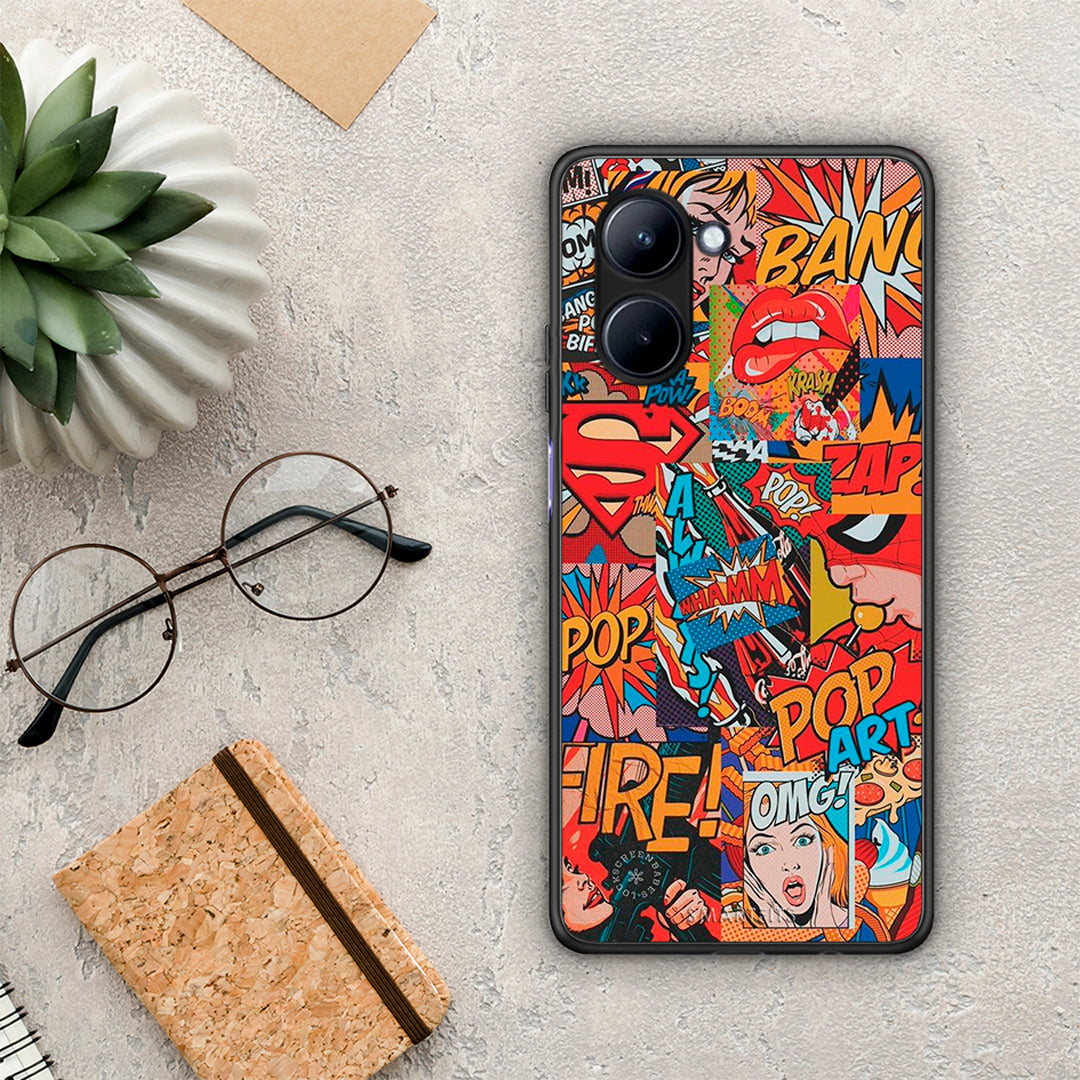 Θήκη Realme C33 PopArt OMG από τη Smartfits με σχέδιο στο πίσω μέρος και μαύρο περίβλημα | Realme C33 PopArt OMG Case with Colorful Back and Black Bezels