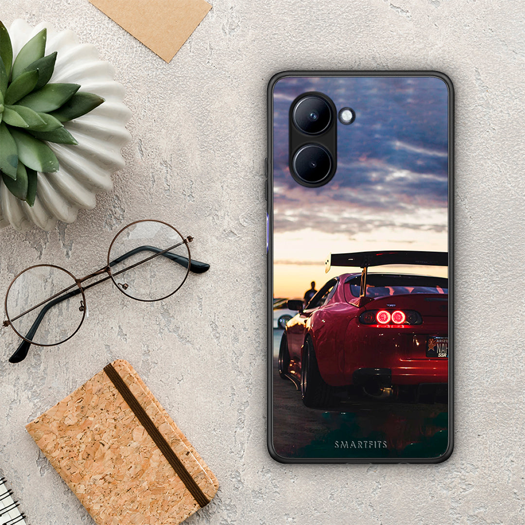 Θήκη Realme C33 Racing Supra από τη Smartfits με σχέδιο στο πίσω μέρος και μαύρο περίβλημα | Realme C33 Racing Supra Case with Colorful Back and Black Bezels