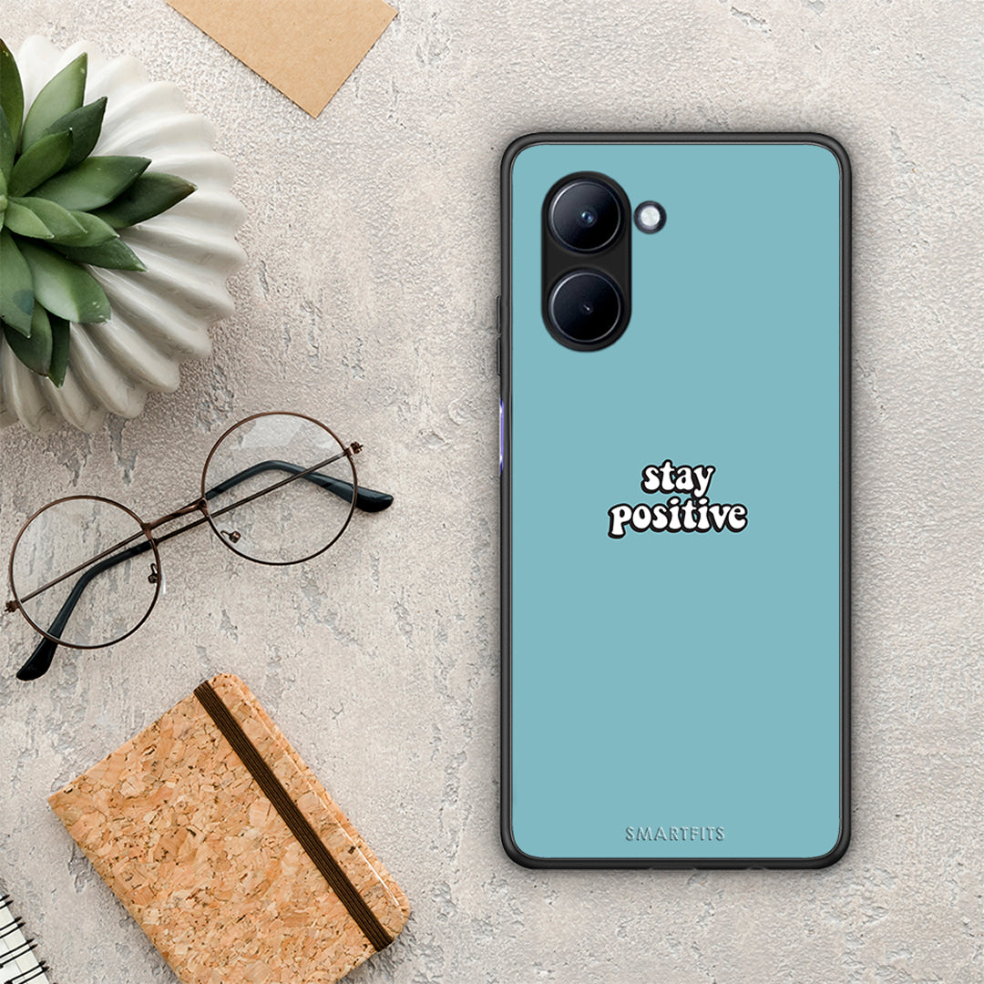 Θήκη Realme C33 Text Positive από τη Smartfits με σχέδιο στο πίσω μέρος και μαύρο περίβλημα | Realme C33 Text Positive Case with Colorful Back and Black Bezels