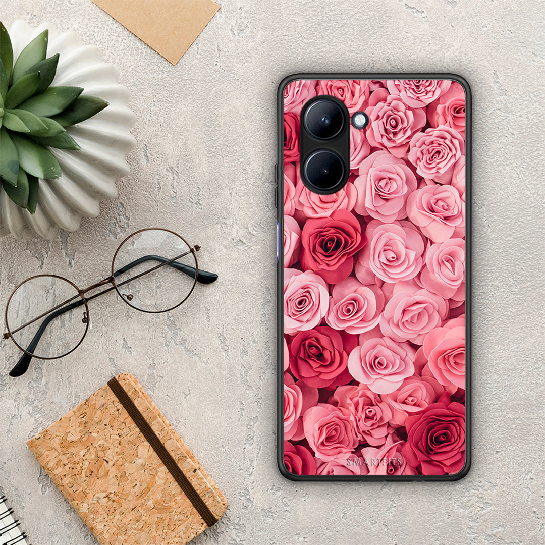Θήκη Realme C33 Valentine RoseGarden από τη Smartfits με σχέδιο στο πίσω μέρος και μαύρο περίβλημα | Realme C33 Valentine RoseGarden Case with Colorful Back and Black Bezels