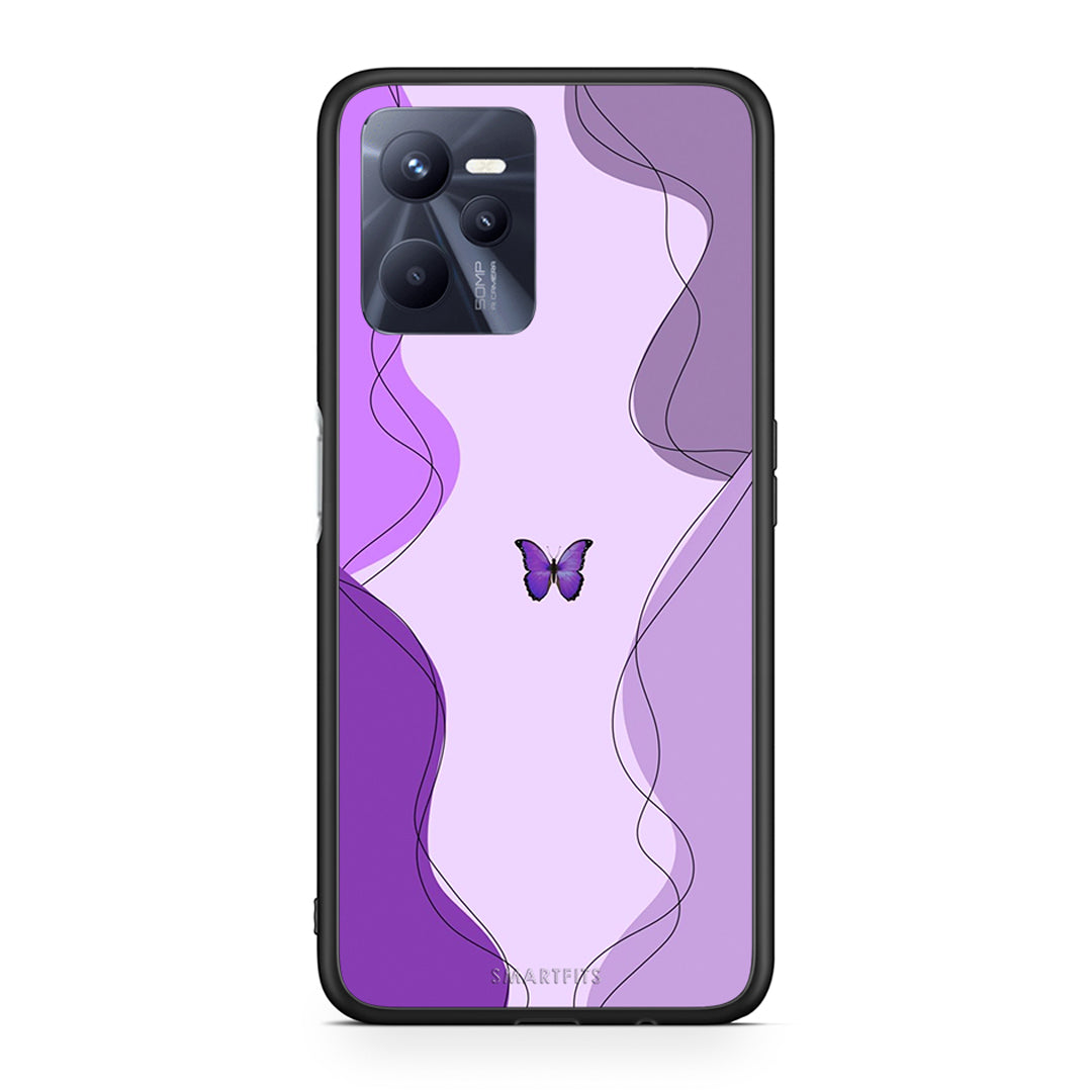 Realme C35 Purple Mariposa Θήκη Αγίου Βαλεντίνου από τη Smartfits με σχέδιο στο πίσω μέρος και μαύρο περίβλημα | Smartphone case with colorful back and black bezels by Smartfits