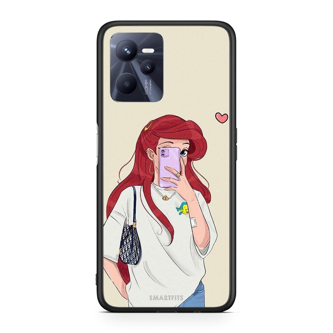 Realme C35 Walking Mermaid Θήκη από τη Smartfits με σχέδιο στο πίσω μέρος και μαύρο περίβλημα | Smartphone case with colorful back and black bezels by Smartfits