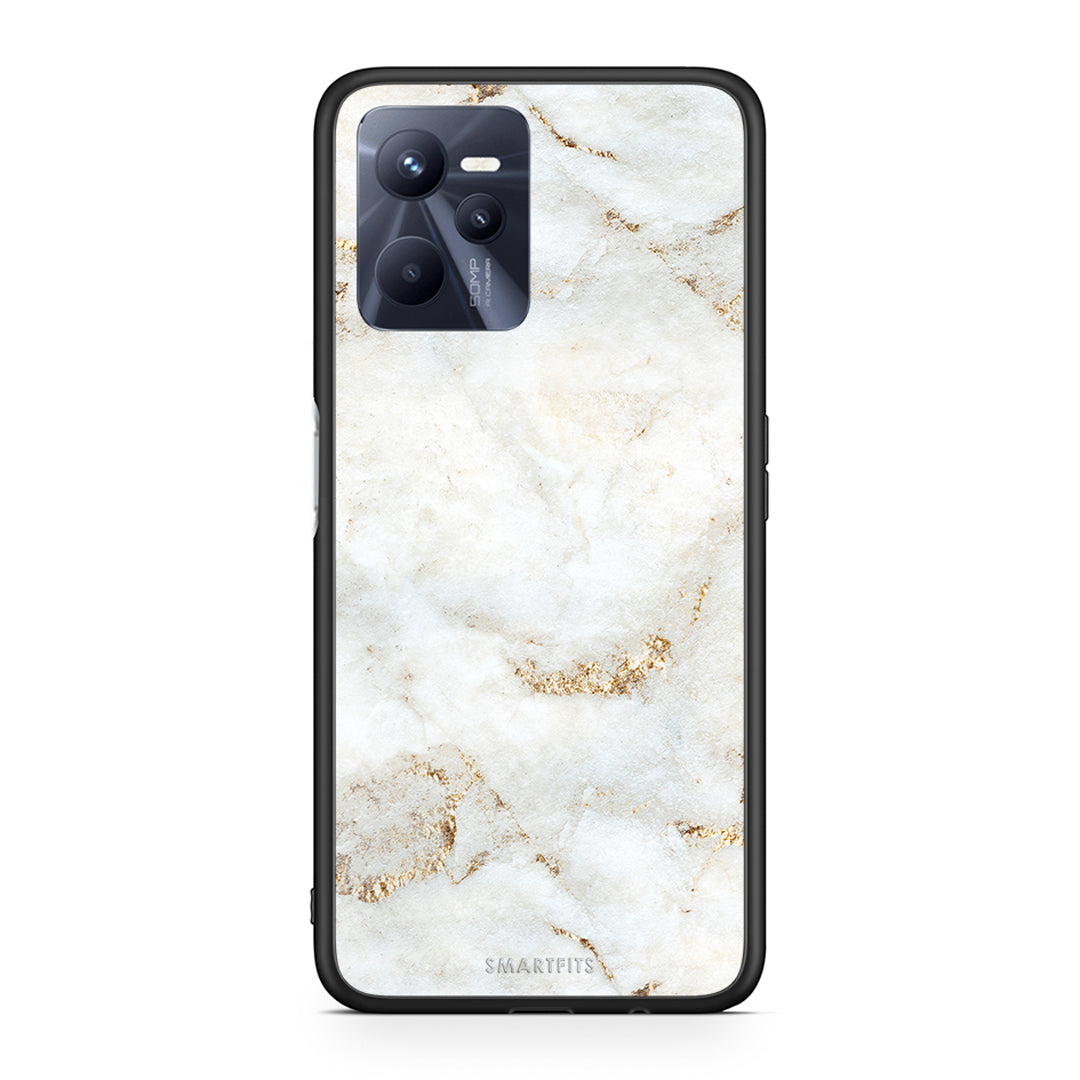 Realme C35 White Gold Marble θήκη από τη Smartfits με σχέδιο στο πίσω μέρος και μαύρο περίβλημα | Smartphone case with colorful back and black bezels by Smartfits