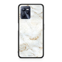 Thumbnail for Realme C35 White Gold Marble θήκη από τη Smartfits με σχέδιο στο πίσω μέρος και μαύρο περίβλημα | Smartphone case with colorful back and black bezels by Smartfits