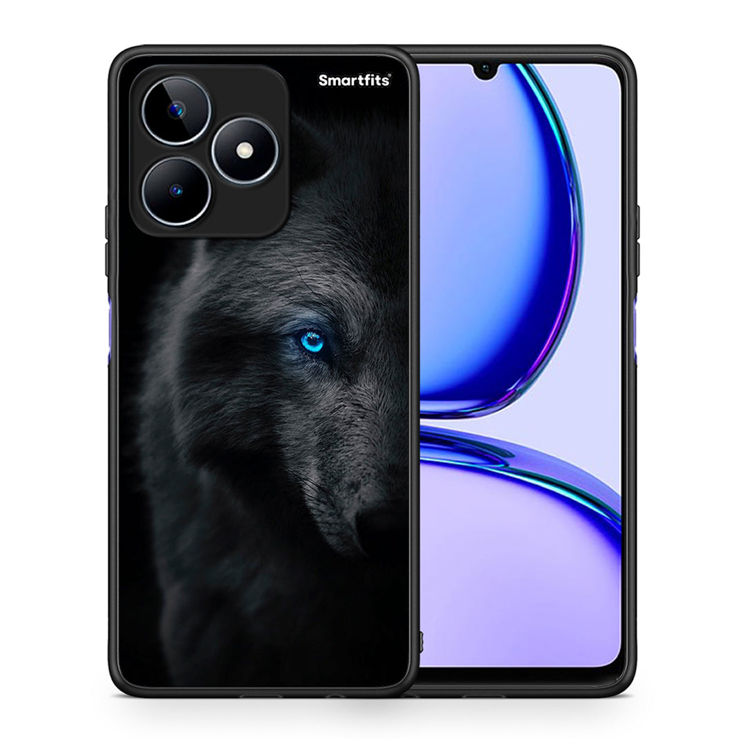 Θήκη Realme C53 Dark Wolf από τη Smartfits με σχέδιο στο πίσω μέρος και μαύρο περίβλημα | Realme C53 Dark Wolf case with colorful back and black bezels