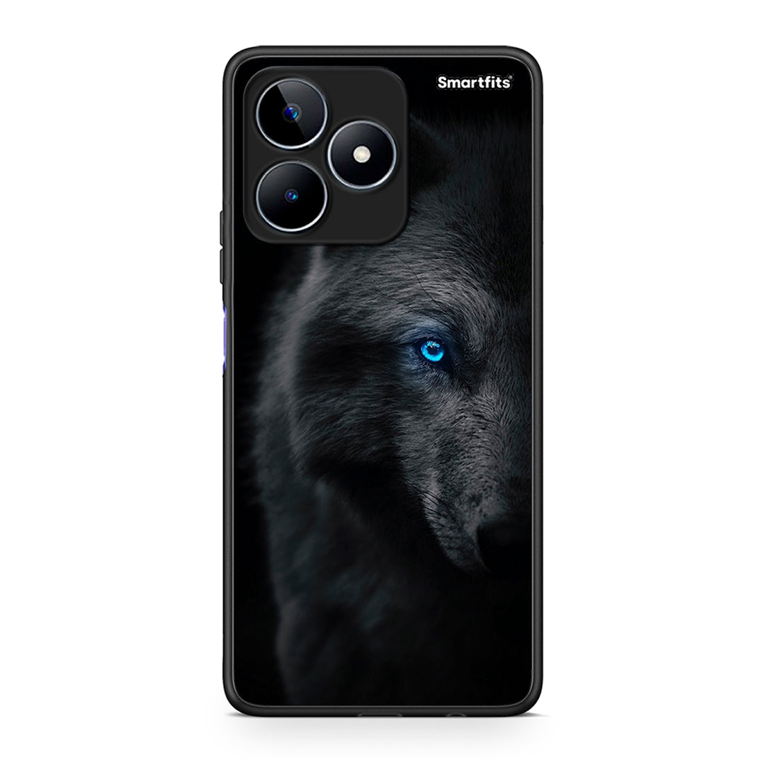 Realme C53 Dark Wolf θήκη από τη Smartfits με σχέδιο στο πίσω μέρος και μαύρο περίβλημα | Smartphone case with colorful back and black bezels by Smartfits