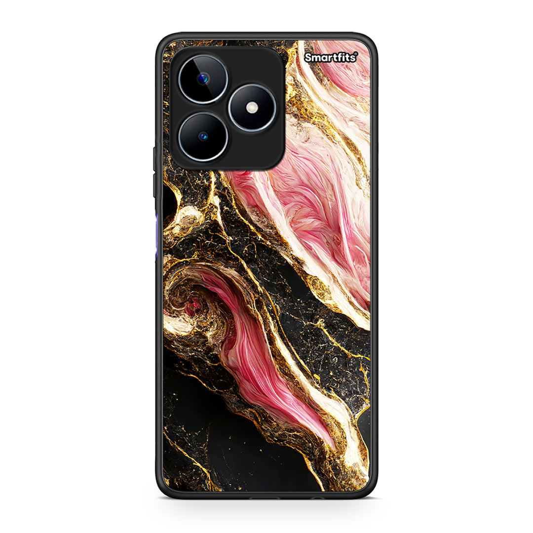 Realme C53 Glamorous Pink Marble θήκη από τη Smartfits με σχέδιο στο πίσω μέρος και μαύρο περίβλημα | Smartphone case with colorful back and black bezels by Smartfits