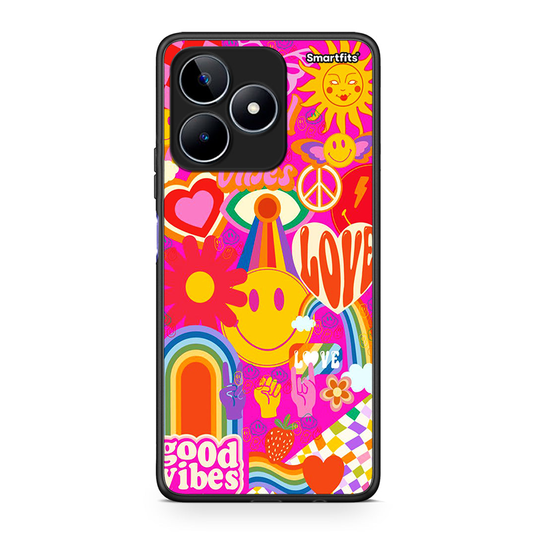 Realme C53 Hippie Love θήκη από τη Smartfits με σχέδιο στο πίσω μέρος και μαύρο περίβλημα | Smartphone case with colorful back and black bezels by Smartfits