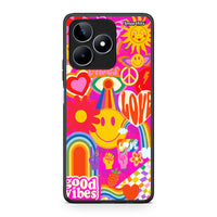 Thumbnail for Realme C53 Hippie Love θήκη από τη Smartfits με σχέδιο στο πίσω μέρος και μαύρο περίβλημα | Smartphone case with colorful back and black bezels by Smartfits