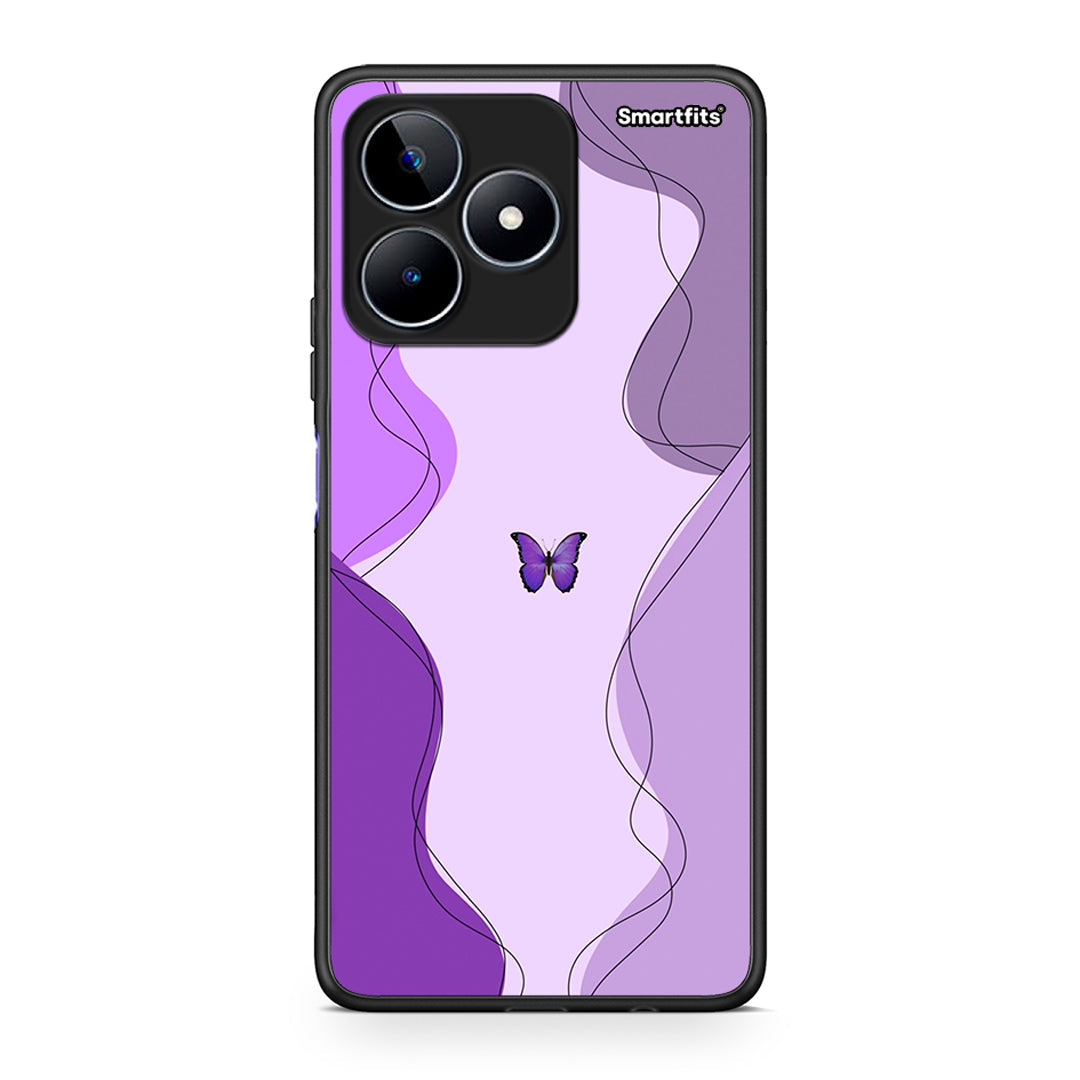 Realme C53 Purple Mariposa Θήκη Αγίου Βαλεντίνου από τη Smartfits με σχέδιο στο πίσω μέρος και μαύρο περίβλημα | Smartphone case with colorful back and black bezels by Smartfits
