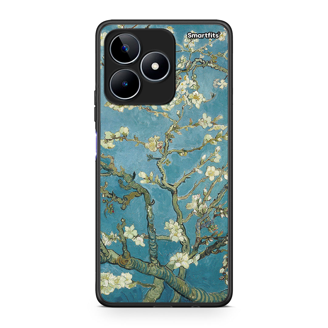 Realme C53 White Blossoms θήκη από τη Smartfits με σχέδιο στο πίσω μέρος και μαύρο περίβλημα | Smartphone case with colorful back and black bezels by Smartfits