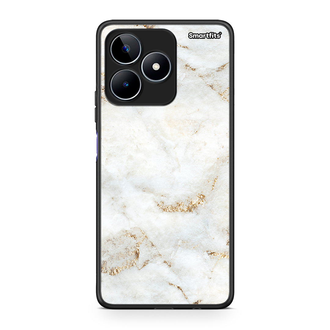 Realme C53 White Gold Marble θήκη από τη Smartfits με σχέδιο στο πίσω μέρος και μαύρο περίβλημα | Smartphone case with colorful back and black bezels by Smartfits