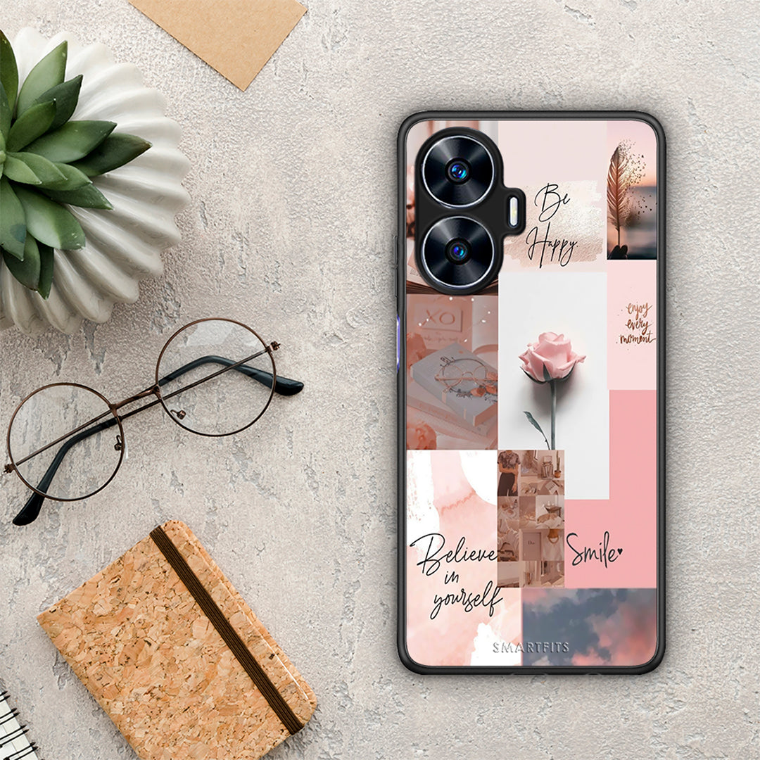 Θήκη Realme C55 Dual Aesthetic Collage από τη Smartfits με σχέδιο στο πίσω μέρος και μαύρο περίβλημα | Realme C55 Dual Aesthetic Collage Case with Colorful Back and Black Bezels