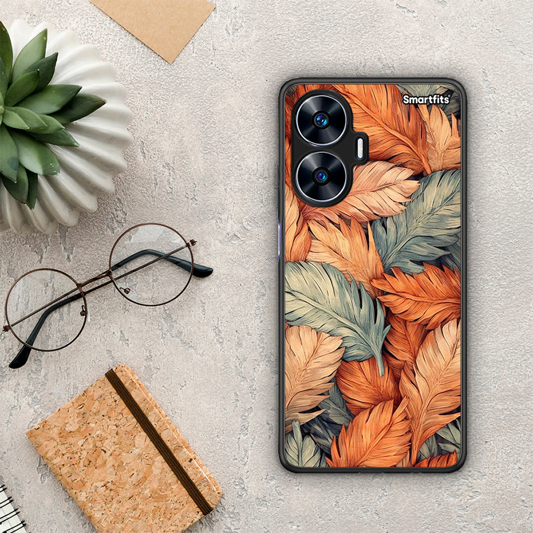 Θήκη Realme C55 Dual Autumn Leaves από τη Smartfits με σχέδιο στο πίσω μέρος και μαύρο περίβλημα | Realme C55 Dual Autumn Leaves Case with Colorful Back and Black Bezels