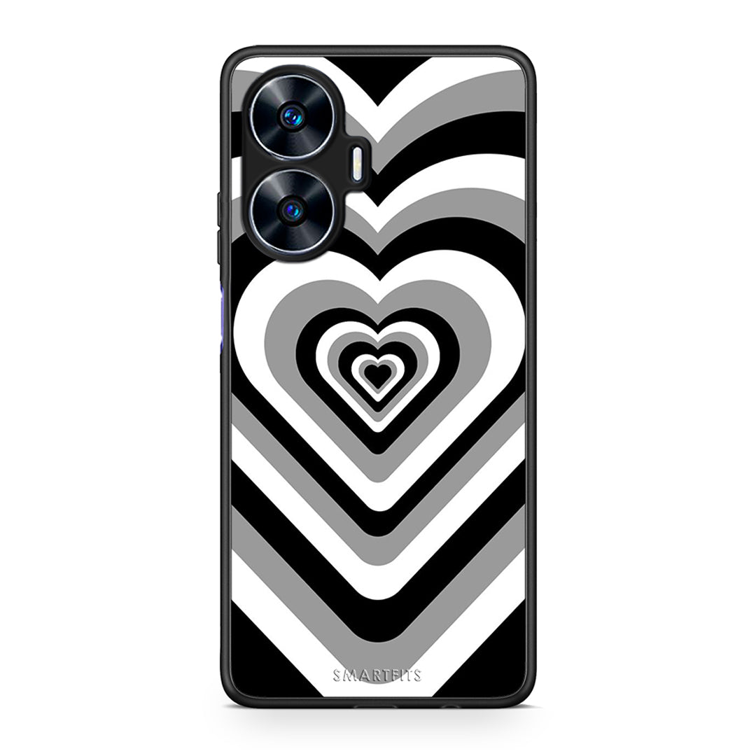 Θήκη Realme C55 Dual Black Hearts από τη Smartfits με σχέδιο στο πίσω μέρος και μαύρο περίβλημα | Realme C55 Dual Black Hearts Case with Colorful Back and Black Bezels