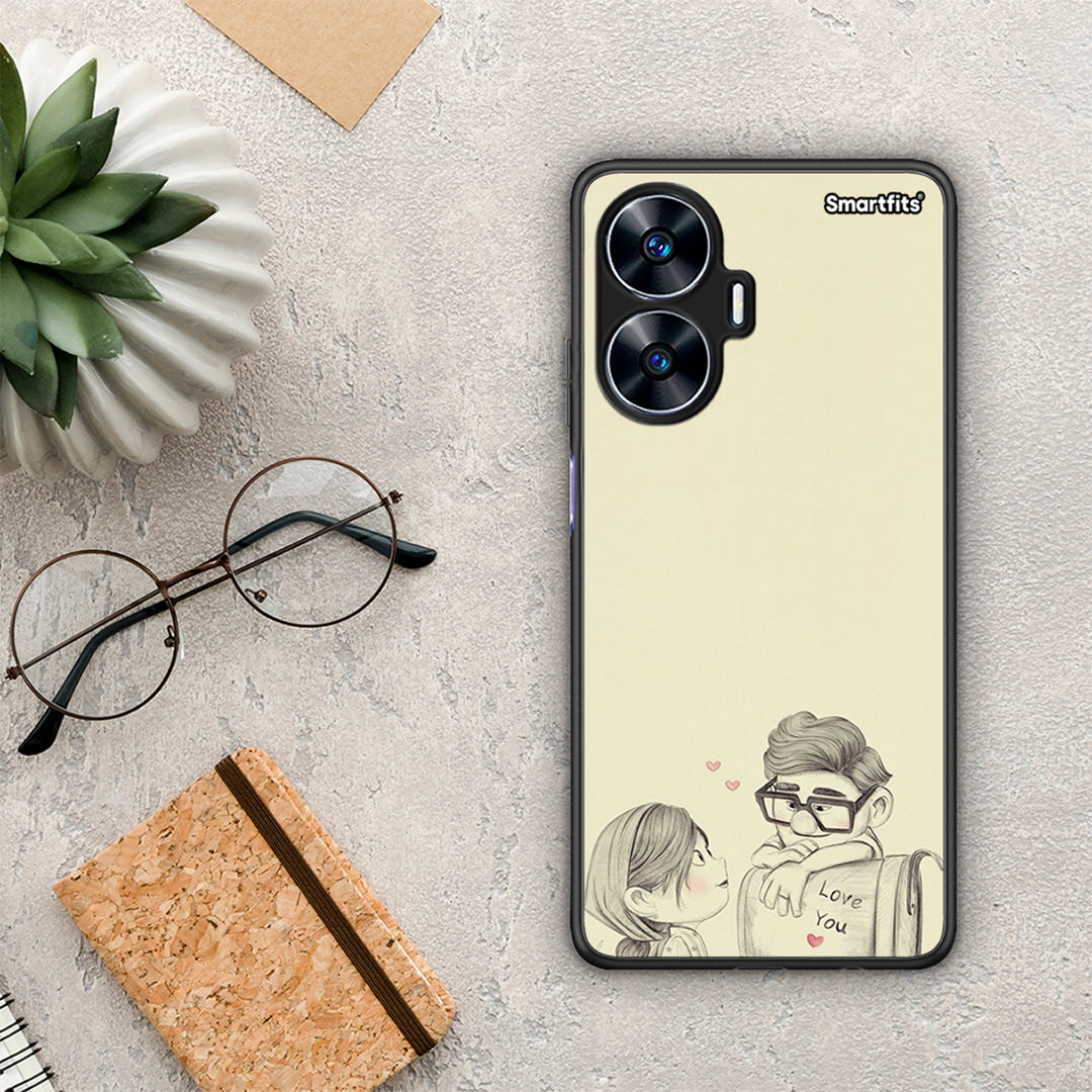 Θήκη Realme C55 Dual Carl And Ellie από τη Smartfits με σχέδιο στο πίσω μέρος και μαύρο περίβλημα | Realme C55 Dual Carl And Ellie Case with Colorful Back and Black Bezels