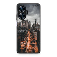 Thumbnail for Θήκη Realme C55 Dual City Lights από τη Smartfits με σχέδιο στο πίσω μέρος και μαύρο περίβλημα | Realme C55 Dual City Lights Case with Colorful Back and Black Bezels