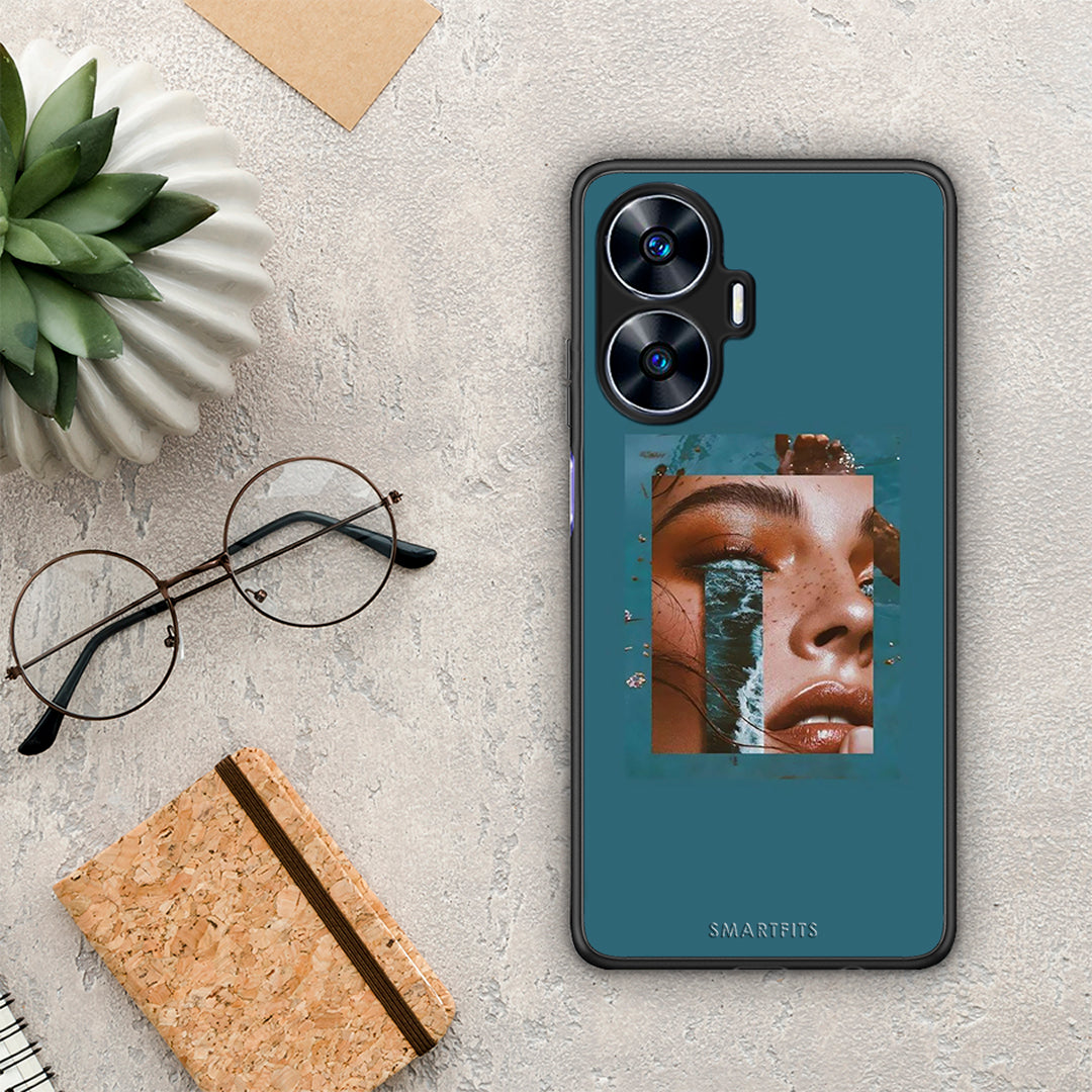 Θήκη Realme C55 Dual Cry An Ocean από τη Smartfits με σχέδιο στο πίσω μέρος και μαύρο περίβλημα | Realme C55 Dual Cry An Ocean Case with Colorful Back and Black Bezels