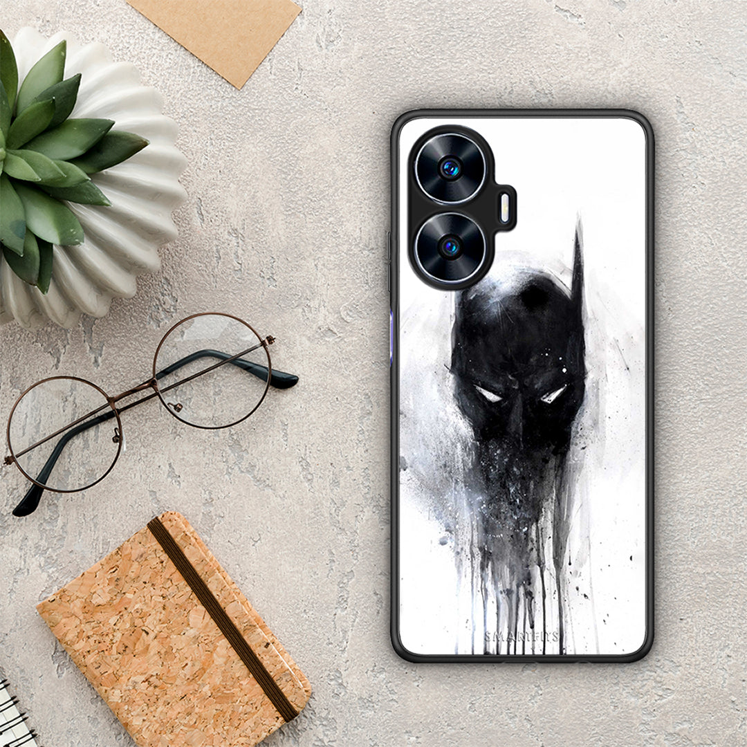 Θήκη Realme C55 Dual Hero Paint Bat από τη Smartfits με σχέδιο στο πίσω μέρος και μαύρο περίβλημα | Realme C55 Dual Hero Paint Bat Case with Colorful Back and Black Bezels