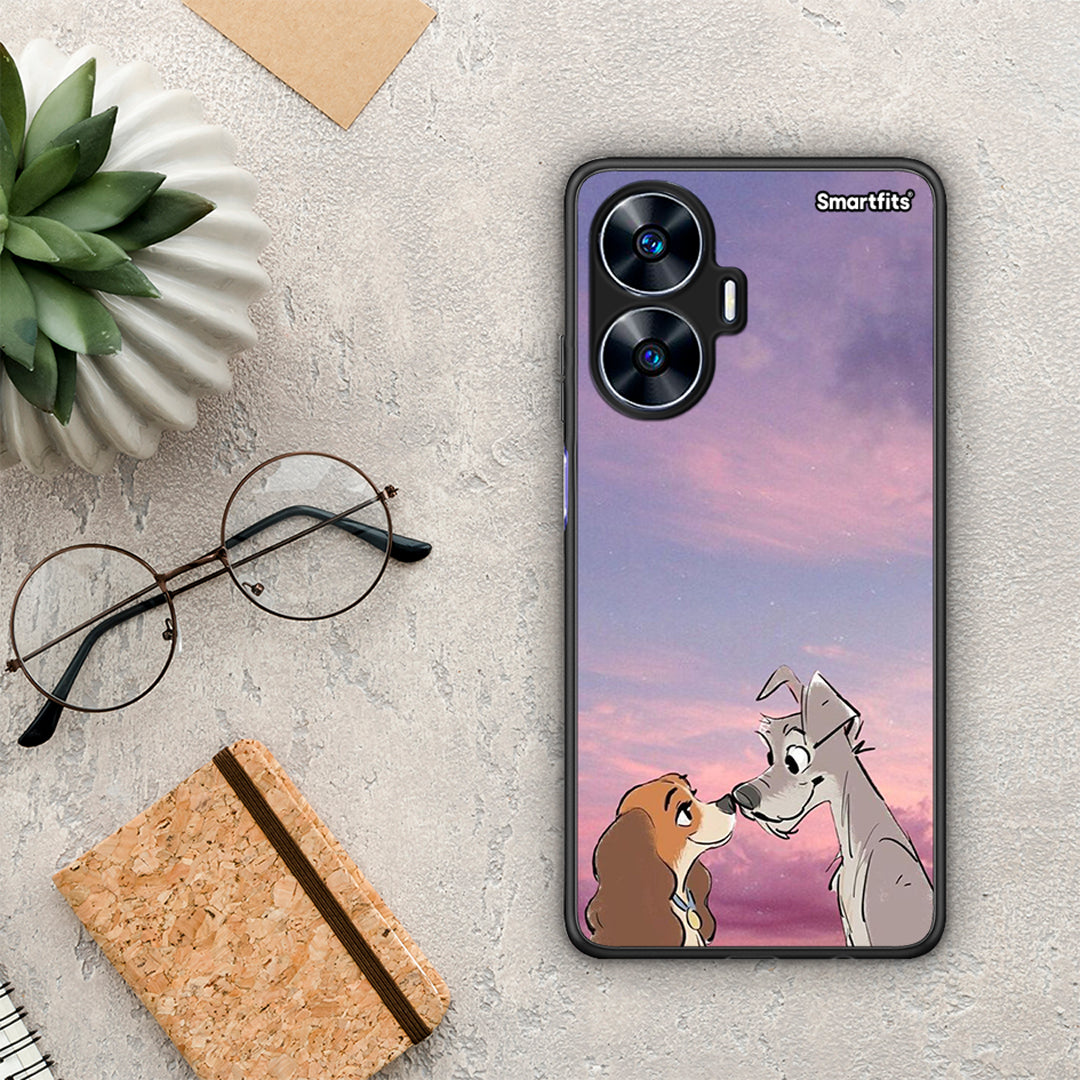 Θήκη Realme C55 Dual Lady And Tramp από τη Smartfits με σχέδιο στο πίσω μέρος και μαύρο περίβλημα | Realme C55 Dual Lady And Tramp Case with Colorful Back and Black Bezels