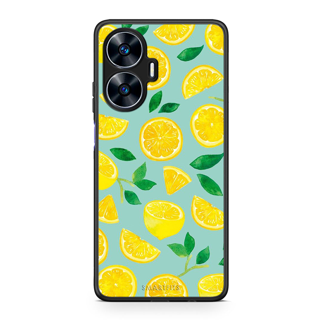 Θήκη Realme C55 Dual Lemons από τη Smartfits με σχέδιο στο πίσω μέρος και μαύρο περίβλημα | Realme C55 Dual Lemons Case with Colorful Back and Black Bezels