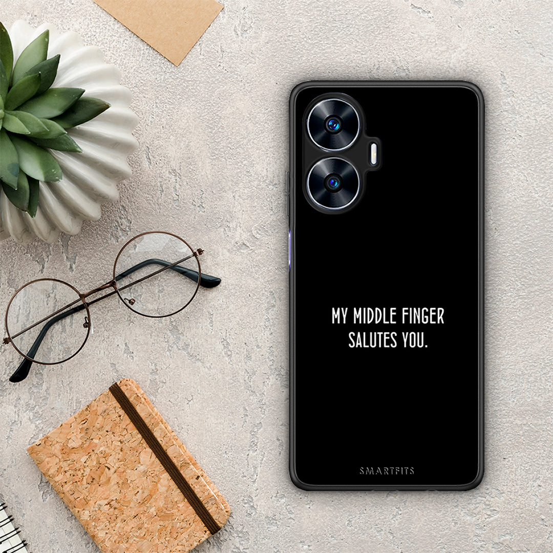 Θήκη Realme C55 Dual Salute από τη Smartfits με σχέδιο στο πίσω μέρος και μαύρο περίβλημα | Realme C55 Dual Salute Case with Colorful Back and Black Bezels