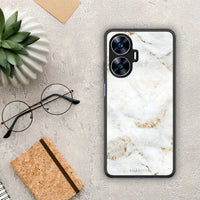 Thumbnail for Θήκη Realme C55 Dual White Gold Marble από τη Smartfits με σχέδιο στο πίσω μέρος και μαύρο περίβλημα | Realme C55 Dual White Gold Marble Case with Colorful Back and Black Bezels