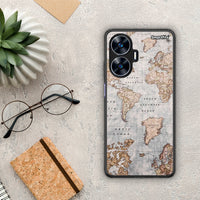 Thumbnail for Θήκη Realme C55 Dual World Map από τη Smartfits με σχέδιο στο πίσω μέρος και μαύρο περίβλημα | Realme C55 Dual World Map Case with Colorful Back and Black Bezels