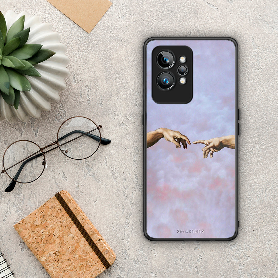 Θήκη Realme GT2 Adam Hand από τη Smartfits με σχέδιο στο πίσω μέρος και μαύρο περίβλημα | Realme GT2 Adam Hand Case with Colorful Back and Black Bezels