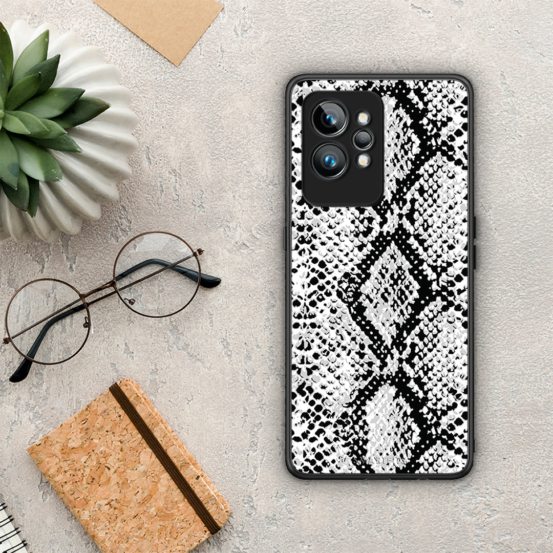 Θήκη Realme GT2 Animal White Snake από τη Smartfits με σχέδιο στο πίσω μέρος και μαύρο περίβλημα | Realme GT2 Animal White Snake Case with Colorful Back and Black Bezels