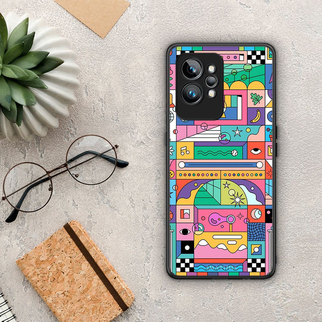 Θήκη Realme GT2 Bubbles Soap από τη Smartfits με σχέδιο στο πίσω μέρος και μαύρο περίβλημα | Realme GT2 Bubbles Soap Case with Colorful Back and Black Bezels