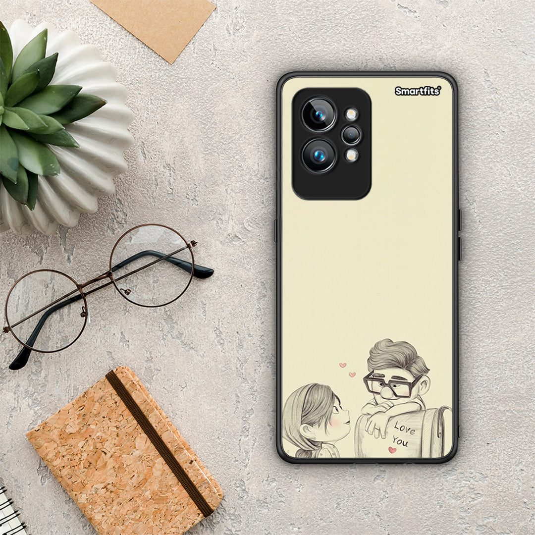 Θήκη Realme GT2 Pro Carl And Ellie από τη Smartfits με σχέδιο στο πίσω μέρος και μαύρο περίβλημα | Realme GT2 Pro Carl And Ellie Case with Colorful Back and Black Bezels