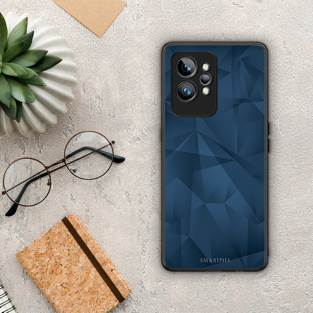 Θήκη Realme GT2 Geometric Blue Abstract από τη Smartfits με σχέδιο στο πίσω μέρος και μαύρο περίβλημα | Realme GT2 Geometric Blue Abstract Case with Colorful Back and Black Bezels